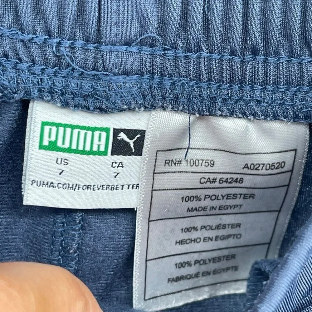 Puma Boys Size 7 Athletic Set Gray Logo Shirt Navy Jogger Pants Kids Outfit